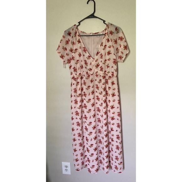 Madewell Tie Sleeve Ruffle Waist Midi Dress - Picture 2 of 6